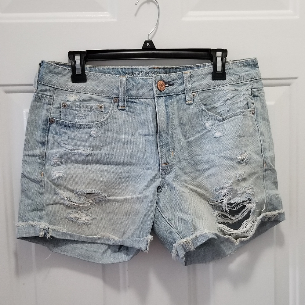 American Eagle Boy Midi Distressed Jean Shorts